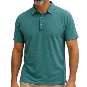 Tommy Bahama Men's Henley Polo Shirt Teal Sz L/G Blue‎ Short Sleeve Golf Active